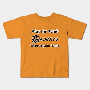 Celtic Knot with Irish Proverb May the Wind Always Blow at Your Back on White Kids T-Shirt